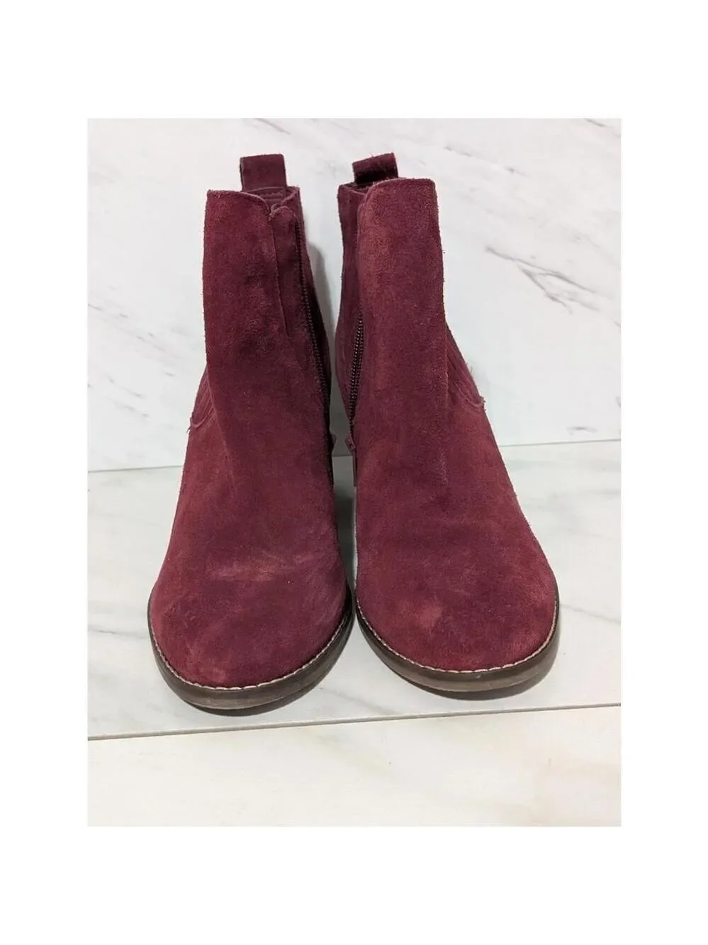 Crown Vintage Women's  Burgundy Suede Ankle Boots 8.5